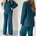 Women's Clothing autumn new solid color fashion lapel loose casual sweater two piece set for women_desvips.com