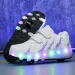 Childrens dual wheel luminous sports shoes heel LED light roller skating childrens boys and girls USB charging 240914_desvips.com