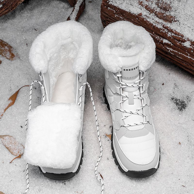 Unisex Waterproof Snow Boots For Couples - Winter Thermal Slip-Resistant Outdoor Shoes With Fleece Lining (Black/White/Beige, Sizes 36-44)_desvips.com