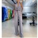 Women's clothing fashion temperament sleeveless hollow shirt high waist wide leg pants two-piece suit_desvips.com