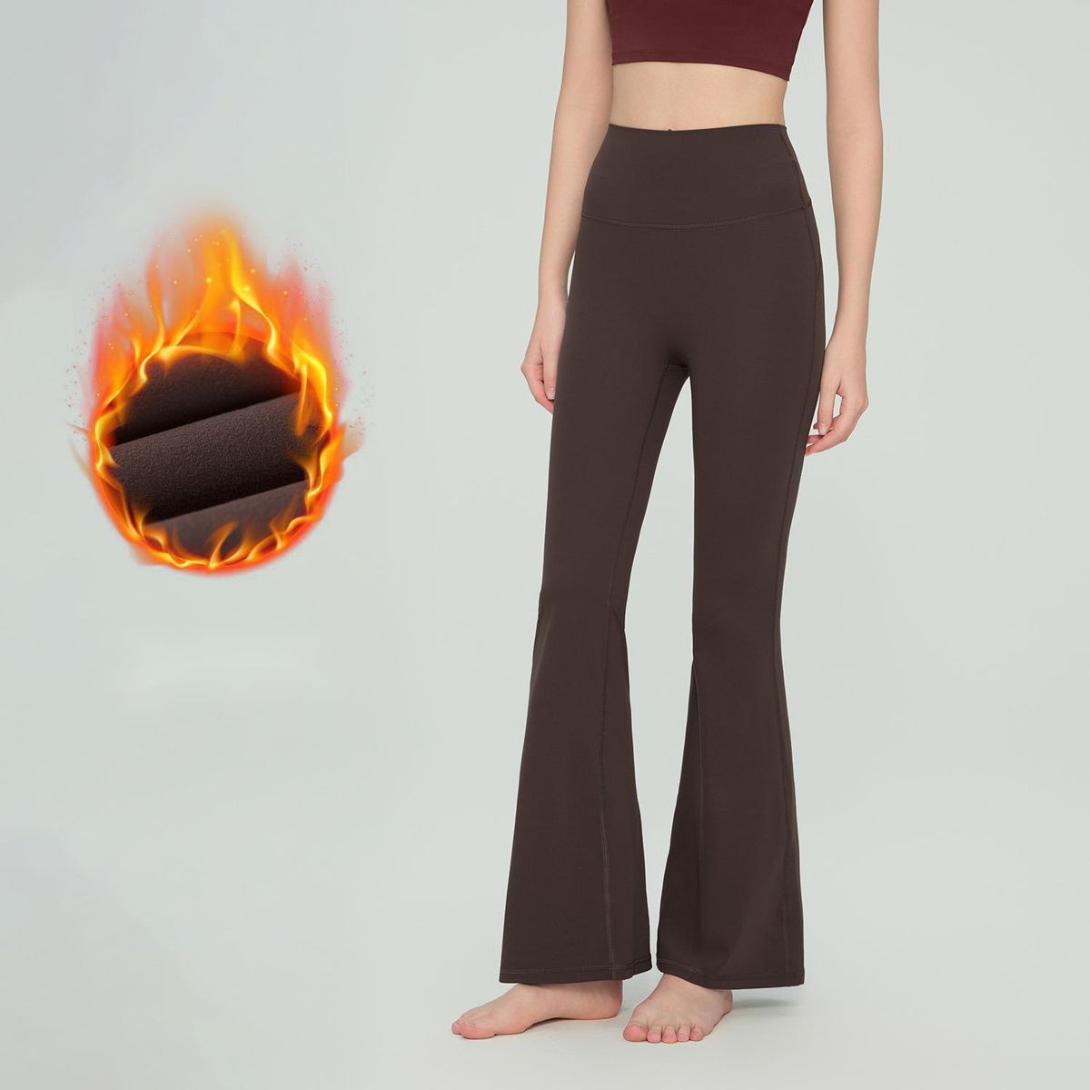 New Fleece-Lined Thickened Women, Sports Fitness Yoga Pants, Autumn Winter Casual Shark Flared Pants For Outdoor Wear_desvips.com