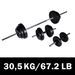 Home Gym Barbell/Dumbbell Set - 30.5 Kg Total Weight - Chrome-Plated Bars - Cement Plates With Plastic Coating - Includes Star Collars_desvips.com