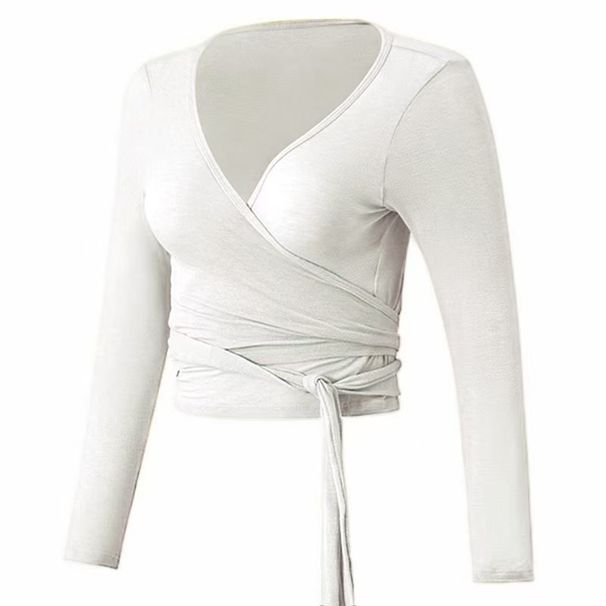Yoga Clothing Cover-up For Women With Cross Straps, Slim Fit Sports Top, Fitness Long-sleeved And Beautiful Pilates Clothing_desvips.com