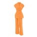 Women's Clothing Versatile vitality orange cotton and linen commuting street style sleeveless lace-up vest wide-leg pants suit_desvips.com