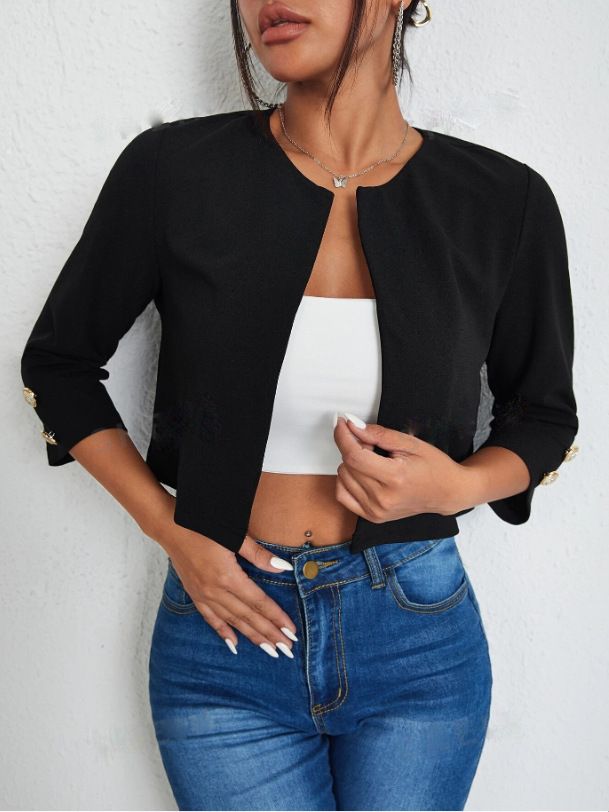 Women's Clothing Fashion Casual Temperament Commuter Niche Top Round Neck Jacket _desvips.com