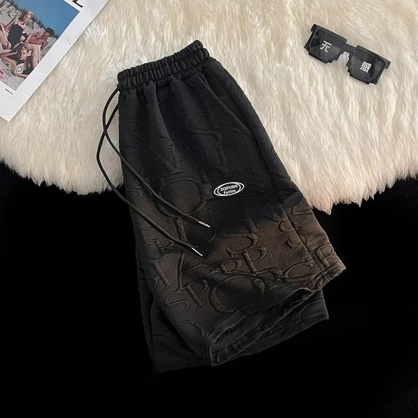 Waffle Short Sleeve T-Shirt Men Korean Version Loose Summer Fashion Brand 5 Five-Point Sports Casual Pants One-Piece Set_desvips.com