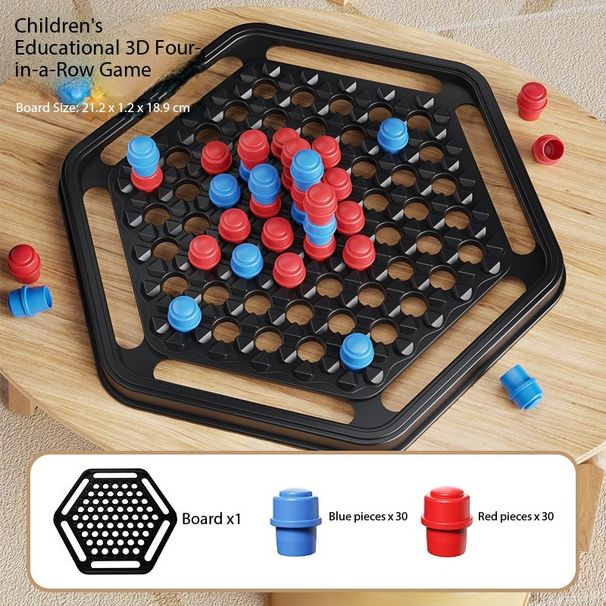 3D Connect 4 (Four In A Row) Parent-Child Interactive Tabletop Game - Black & White Chess, Cross-Border 3D Gomoku Logical Board Game_desvips.com