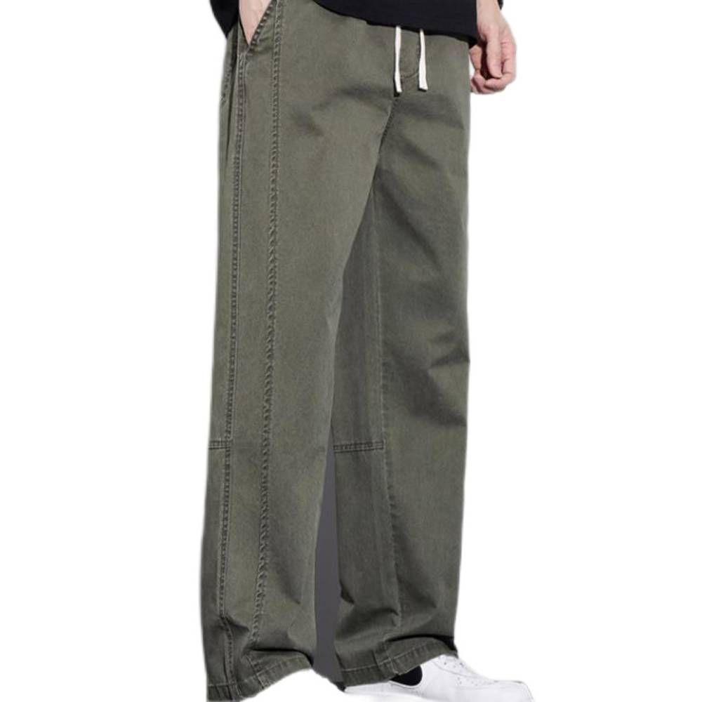 2025 Europe And The United States Cotton Spring Regular Paragraph Straight Men's Loose Wide-leg Pants_desvips.com