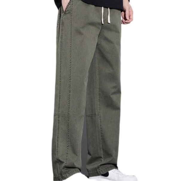 2025 Europe And The United States Cotton Spring Regular Paragraph Straight Men's Loose Wide-leg Pants_desvips.com