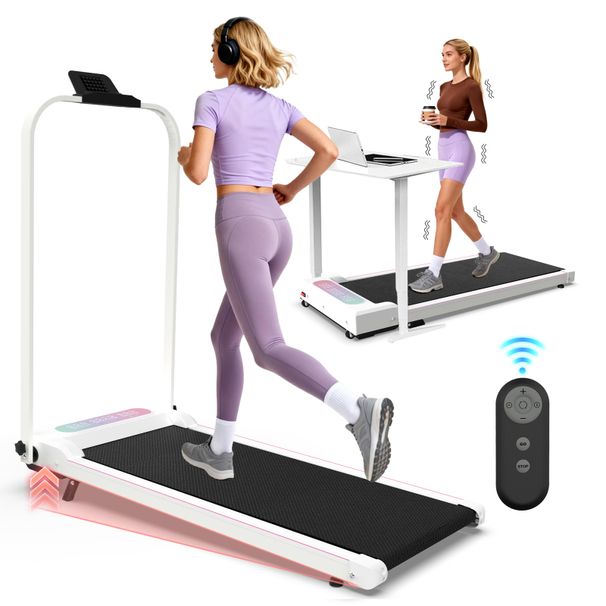 Foldable Treadmill Handle Bar & Incline, 2 In 1 Upgrade Portable Under Desk Walking And Vibration Pad With Remote_desvips.com