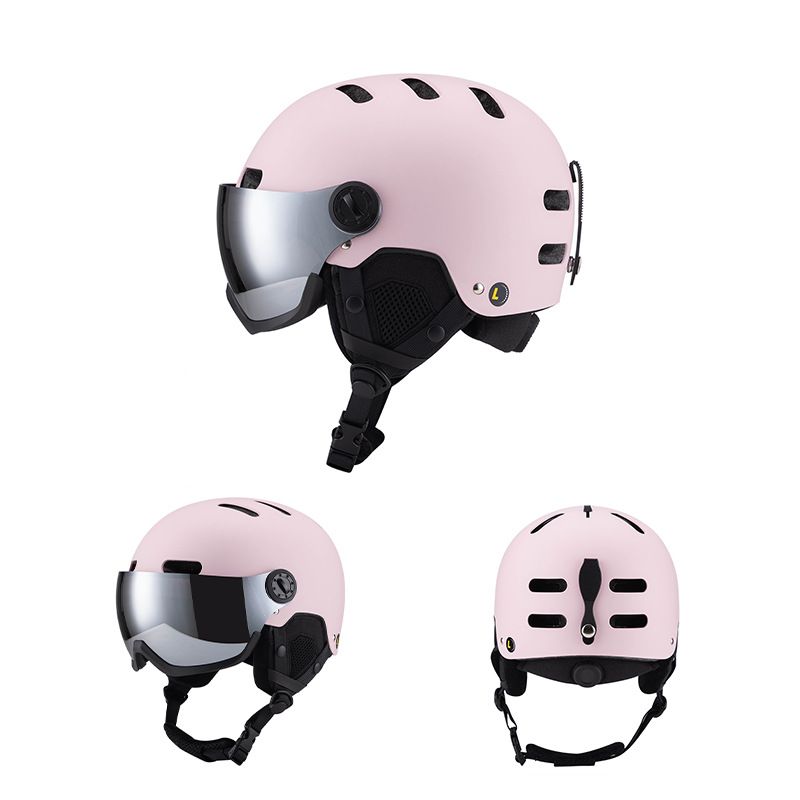 The new Snow Mirror integrated ski helmet can be adjusted for adult men and women's basic warm single and double board snow helmet_desvips.com