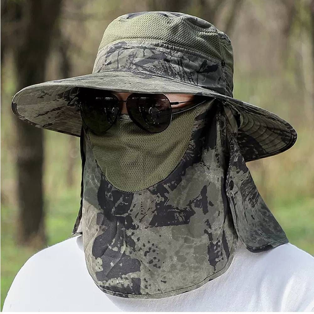 Sun Hat Men's Fishing Sun Mask Summer Fisherman Hat UV Sun Hat Outdoor Straw Hat Sun Hat_desvips.com