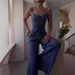 Women's Clothing summer new pure desire sexy hollow strap top casual wide leg pants suit_desvips.com