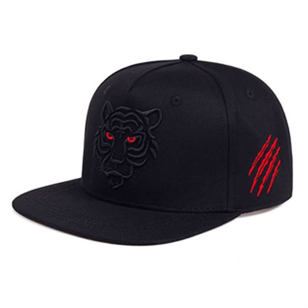Spring 2025 Adjustable Flat Edge Tiger Head Hat Men's Large Trendy Brand European American Casual Versatile Baseball Hat Sunshade Hip Hop Hat_desvips.com