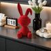 Luxurious Lucky Bear High-End Gaming Figurine, Table, Wine Cabinet, Entryway Decorative Ornament, Flocked Red Rabbit_desvips.com
