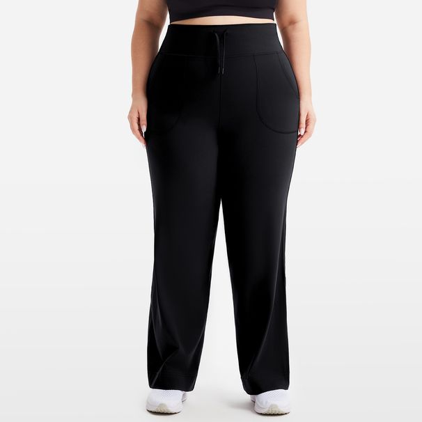 Women’s Clothing nude sports wide leg pants high waist drape straight casual trousers drawstring pocket yoga flared pants_desvips.com