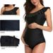 Maternity One-Piece Swimsuit - Off-Shoulder Ruffle Design Supportive & Comfortable For Pregnancy Sexy & Stylish For Beach & Pool_desvips.com