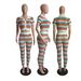 Women's Clothing summer new sexy knitted contrast color short sleeved trousers tight suit_desvips.com