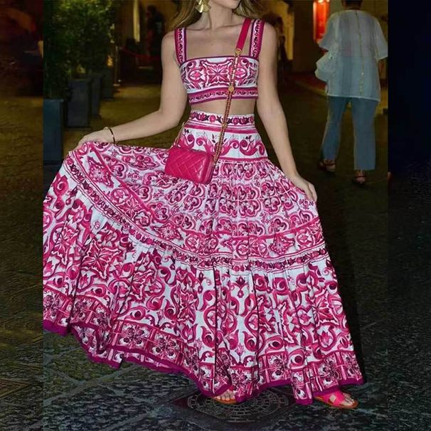 Hot Selling New Elegant Two-piece Printed Swing Suit_desvips.com