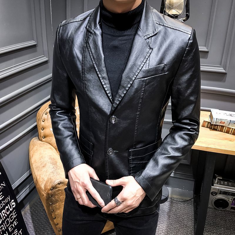 Men's Clothing Leather Suit Autumn New Casual Jacket Style Slim Lapel Leather Suit Leather Jacket Men's_desvips.com
