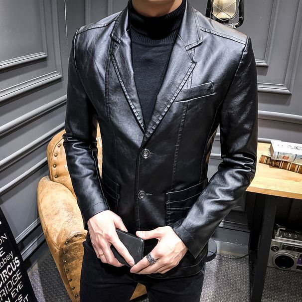 Men's Clothing Leather Suit Autumn New Casual Jacket Style Slim Lapel Leather Suit Leather Jacket Men's_desvips.com