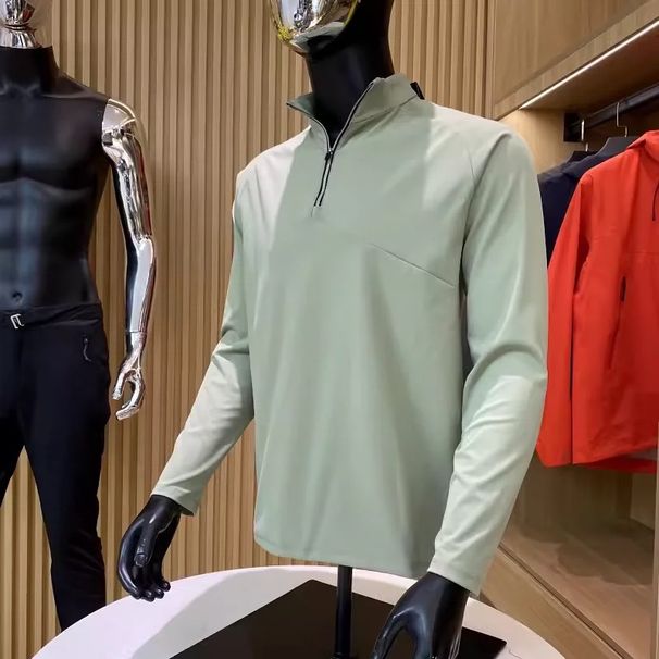 Bird's Outdoor Functional Style Half Zip Stand Collar Sweatshirt Men's Autumn And Winter Sports Long Sleeve T Shirt Warm Base Layer Top_desvips.com