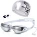 Goggles Swim Cap Nose Clip Earplugs HD Waterproof And Anti-fog Large Frame For Men And Women Swimming Equipment Goggles_desvips.com
