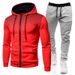 Autumn Winter Fleece Polka Unisex Sports Hoodie Dot Men Solid Color Zipper Sweatshirt Sweatpants Set_desvips.com