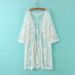Seaside Vacation Beach Self-Tie Lace Thin Coat Embroidery_desvips.com