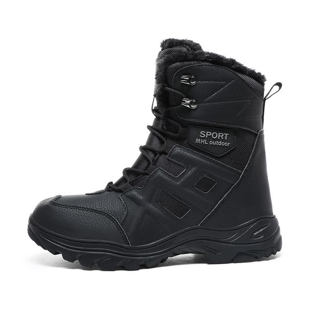 Men's Water-Resistant Snow Boots Winter Tactical Boots With Fleece Lining Anti-Slip Hiking Boots For Outdoor Adventures_desvips.com