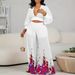 Women's V-neck chiffon lantern sleeve top pleated wide-leg pants two-piece set_desvips.com