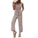 Printed fashion pants with straight tube leopard print jumpsuit_desvips.com