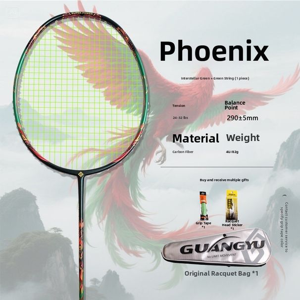 Adult Carbon Fiber Badminton Racket Men's High Power Offensive Type 4U Smash Specific Sports Outdoor Racquet_desvips.com