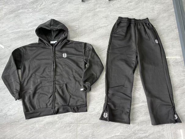 Fashion Street Hip-Hop Tracksuits Women/Men Long Sleeve Zipper Hooded Sweatshirts+Elastic Waist Sweatpants Embroidery Two-Piece Casual Sport Suits_desvips.com
