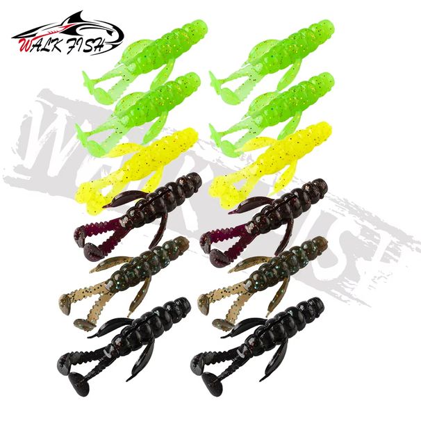 WALK FISH 12PCS 5.7cm 3g Soft Bait TPR Floating Double T Tail Plus Salt Plus Fishy Freshwater Seawater Fishing Lures Fake Bait_desvips.com
