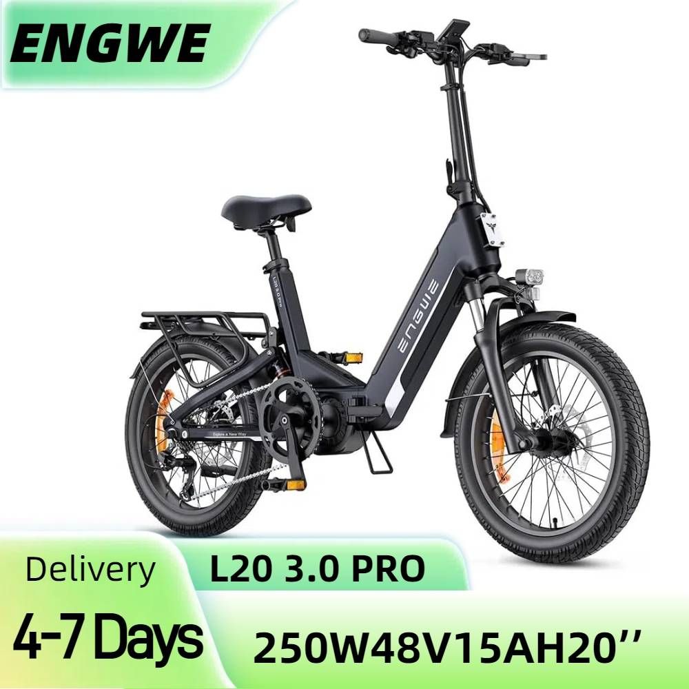 ENGWE L20 3.0 Pro Folding E-Bike 20'' 250W 100Nm Mid-drive Motor Electric Bicycle With 48 V 15 Ah Battery_desvips.com