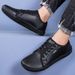 New Flat Men Brand Plus Size Suitable For Wide Footed PU Face Lace Up Black Couple Outdoor Casual Sports Shoes_desvips.com