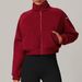 Cross-Border Autumn Winter Fleece-Lined Sports Women Stand Collar Warm Thickened Windproof Fitness Jacket Top Yoga_desvips.com