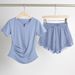 Women's Slim Fit V-Neck Yoga Top Quick Drying Short Sleeve Sports T-Shirt Breathable Fitness Suit For Running And Summer Activities_desvips.com