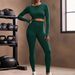 New European American Style Solid Color Tight-fitting Long-sleeve High-elastic Sports Jumpsuit With Tummy Control And_desvips.com