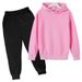 New Autumn Fleece-Lined Solid Color Korean Fashion Children's Clothing Set Hooded Sweatshirt_desvips.com
