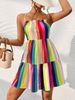 A-line Skirt Slip Holiday Print Sleeveless Dress_desvips.com