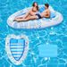 Inflatable Heart-Shaped Pool Float 2 Person Sun Lounger With Canopy For Outdoor Swimming Pools_desvips.com