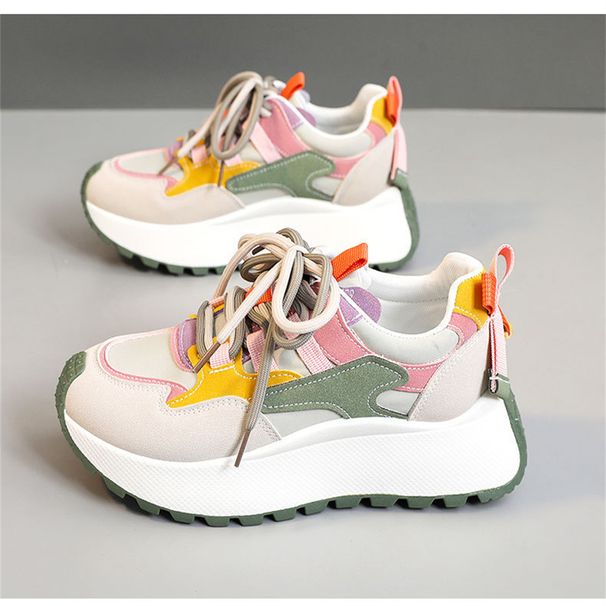 Spring Autumn 2027 Fashion Sneakers Women Low Top Lace-Up Breathable Thick Sole Height Increase Non-Slip Wear-Resistant Running Shoes 34-43_desvips.com