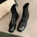 Genuine Leather Heels Thick Soles Square Toe Women Short Zippered Design Casual Fashion Versatile Slim Boots 4.5CM_desvips.com