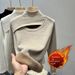 Soft Fleece-Lined High Neck Thermal Sweater - Cozy Loose Fit Pullover For Winter Layering (White, Black, Khaki, One Size)_desvips.com