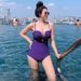 Large Bust Sexy Bikini New Korean One-Piece Triangle Solid Color Swimsuit Hot Spring Vacation Swimming Suit For Women_desvips.com