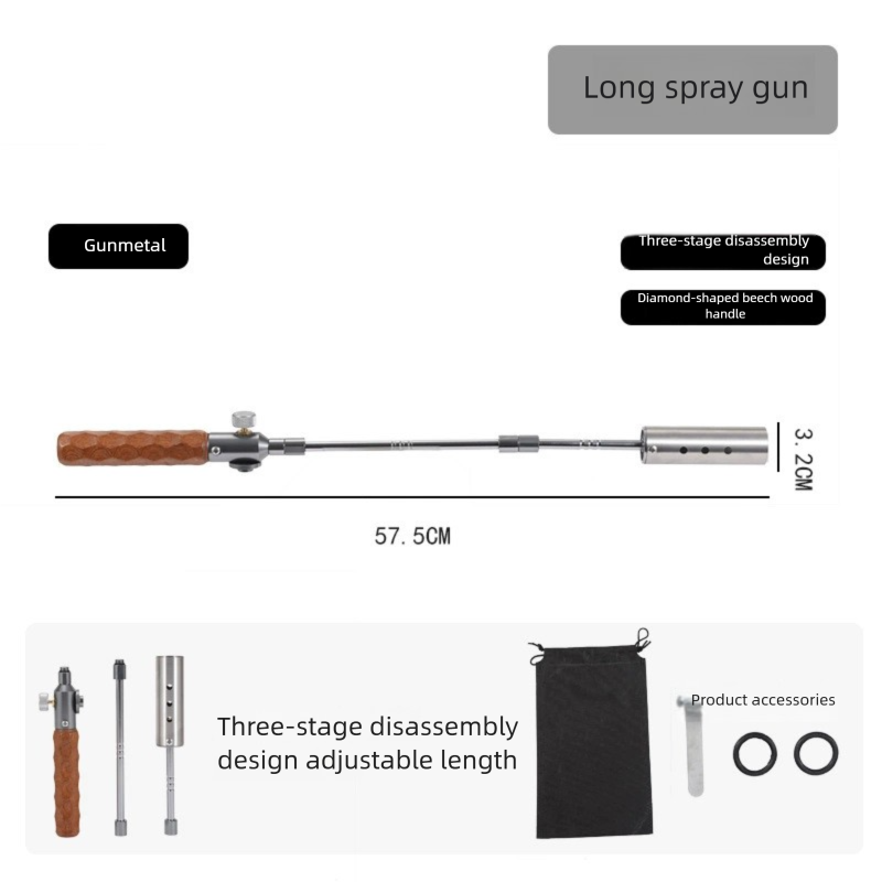 Outdoor Portable Detachable Household Stainless Steel Pig Hair Roaster Camping BBQ Charcoal Igniter Flame Spray Gun_desvips.com