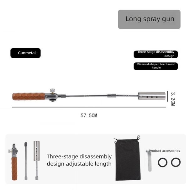 Outdoor Portable Detachable Household Stainless Steel Pig Hair Roaster Camping BBQ Charcoal Igniter Flame Spray Gun_desvips.com