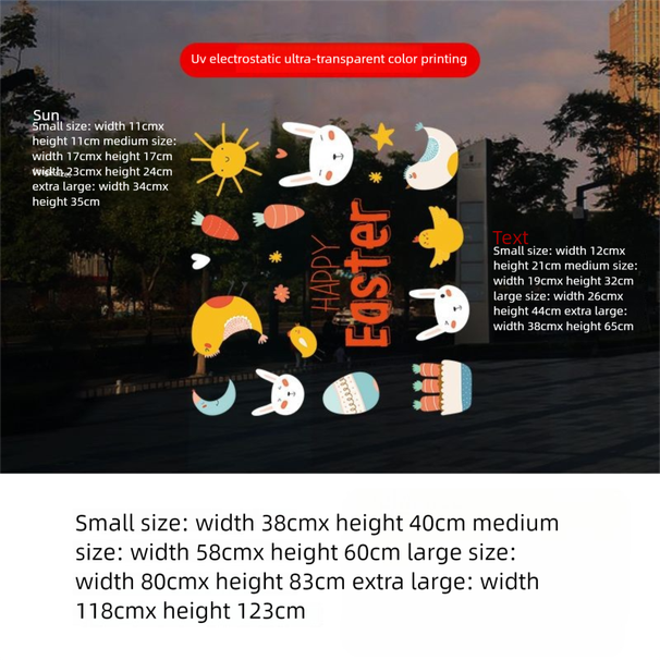 Easter Decoration Mall Shop Displays, Bunny Egg Electrostatic Stickers For Glass Doors And Window Decorations_desvips.com